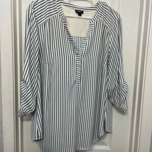 Torrid Navy and White Striped Blouse
